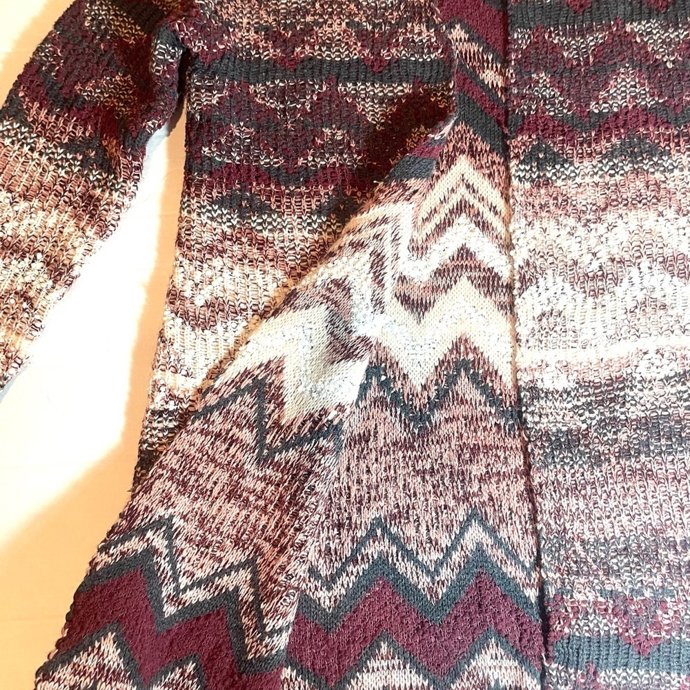 United States Multi Color Chevron Open Front Cardigan Sweater Sz. Large - Picture 8 of 12